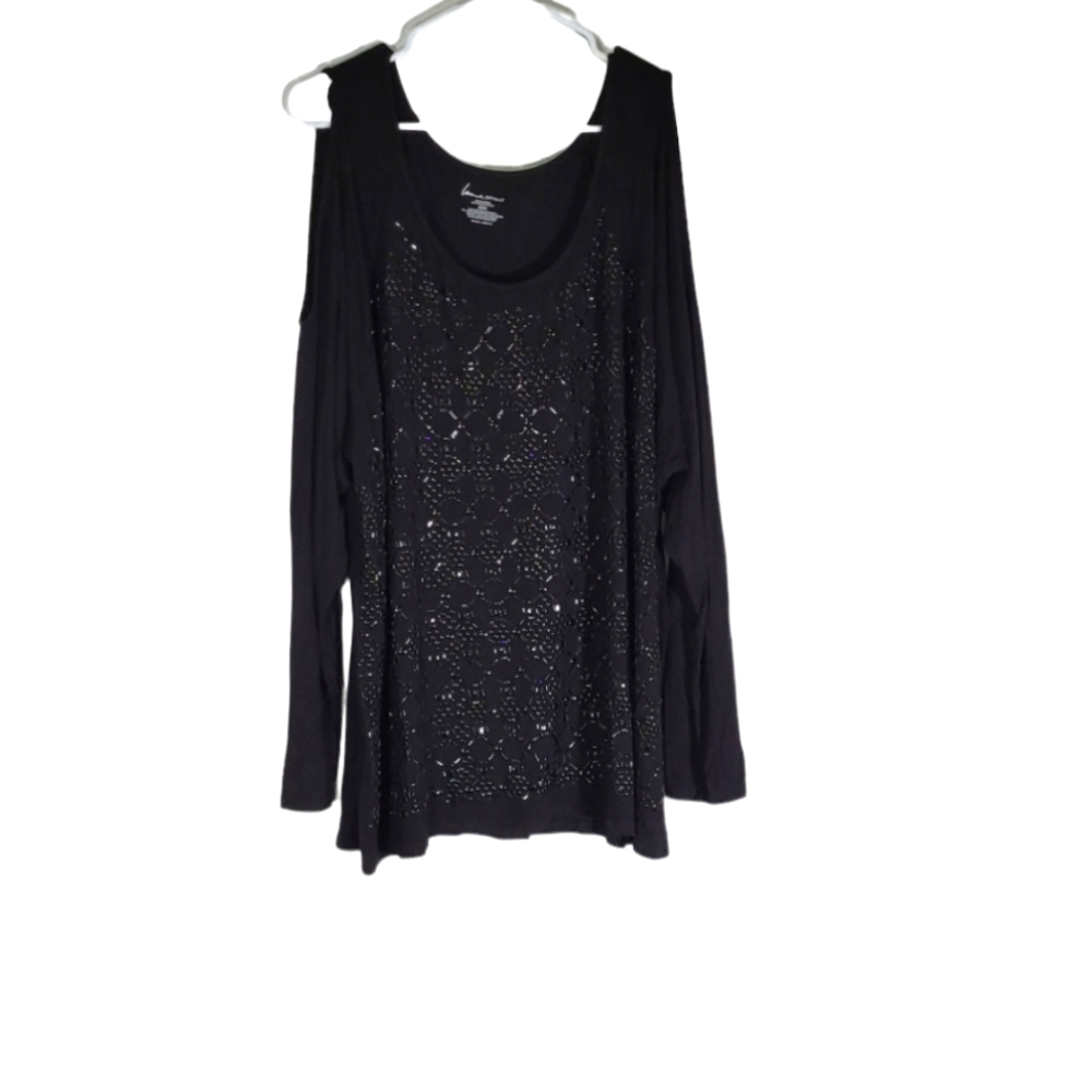 Lane Bryant- Black cold shoulder long sleeved blouse. 22/24